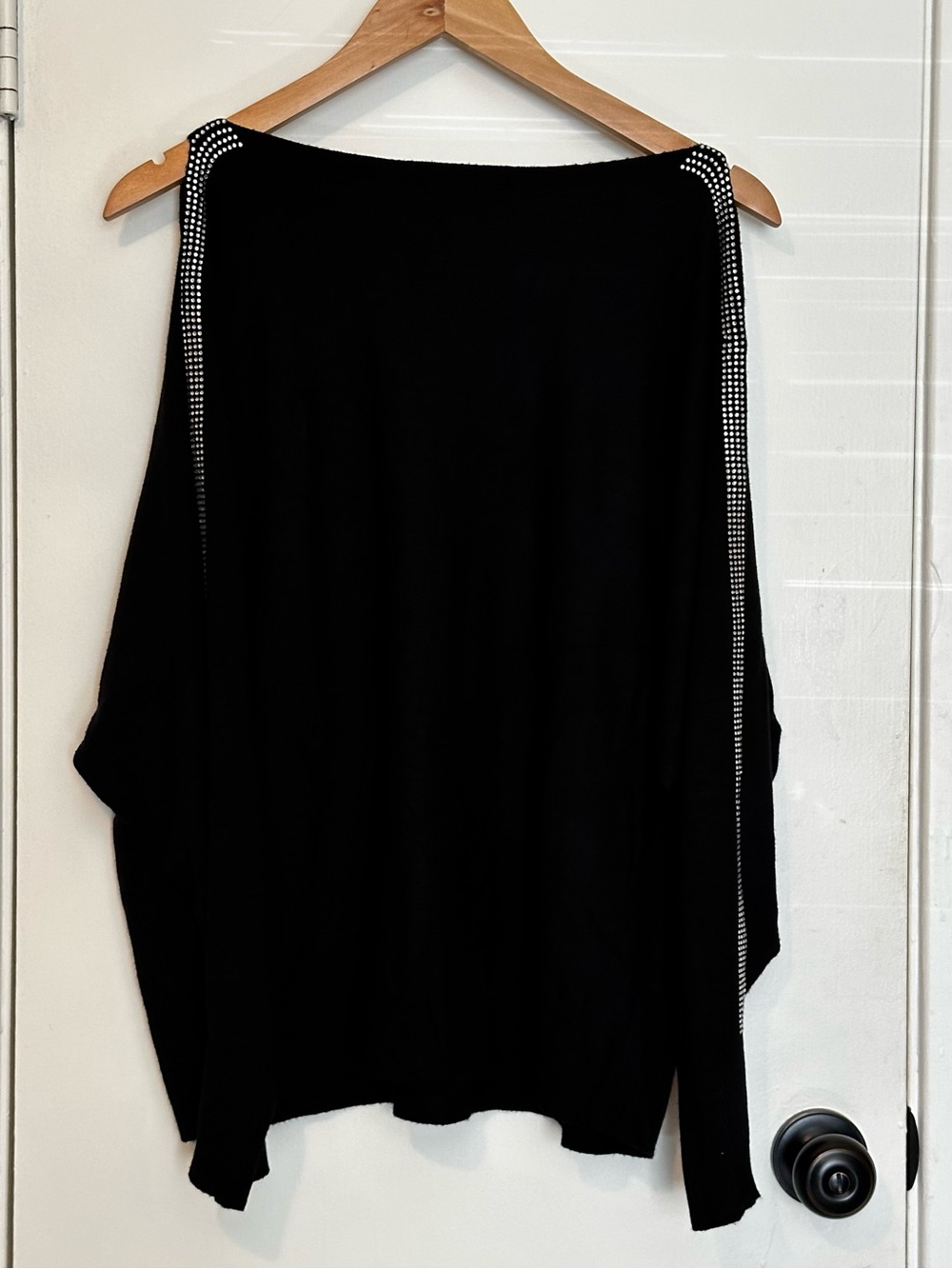 LIV Milano Rhinestone Embellished Dolman Sleeve Knit Sweater Size XL